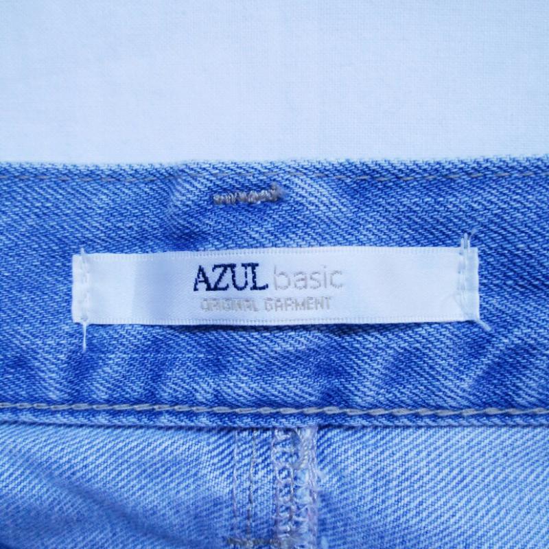 アズールバイマウジー AZUL BY MOUSSY スカート ひざ丈スカート デニムスカート M 無地 X ダメージ加工 インディゴ / インディゴ / レディース USED 古着 中古 10013503