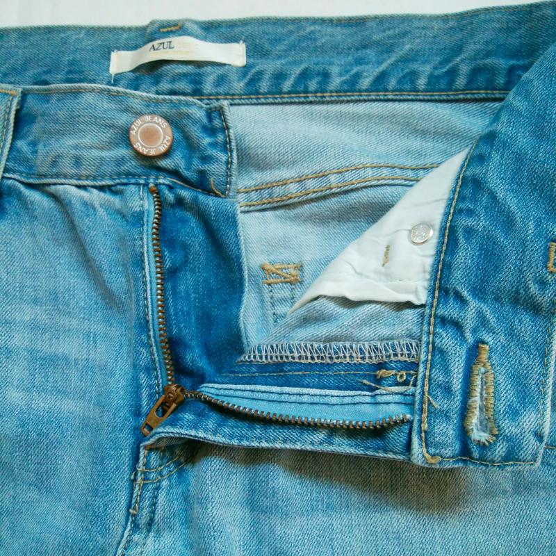 アズールバイマウジー AZUL BY MOUSSY スカート ひざ丈スカート デニムスカート M 無地 X ダメージ加工 インディゴ / インディゴ / レディース USED 古着 中古 10013503
