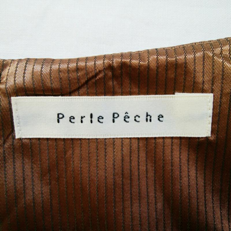 ペルルペッシュ Perle Peche シャツ、ブラウス 長袖 38 無地 茶 / ブラウン / レディース USED 古着 中古 10013509