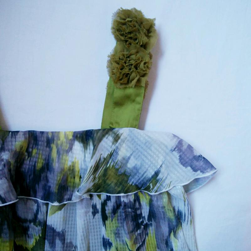 クロイスター CLOISTER ワンピース ひざ丈スカート 花柄 白 / ホワイト / X 黄 / イエロー / X 緑 / グリーン / レディース USED 古着 中古 10013523