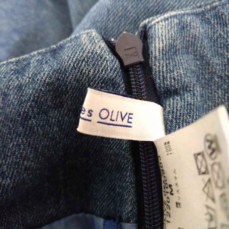 オリーブデオリーブ OLIVE des OLIVE スカート ひざ丈スカート デニムスカート M 無地 X インディゴ / インディゴ / レディース USED 古着 中古 10013546