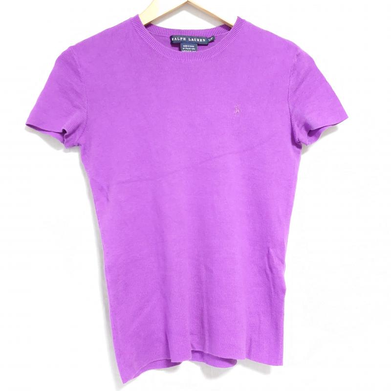 ラルフローレン RALPHLAUREN カットソー 半袖 S 無地 X ワンポイント 紫 / パープル / レディース USED 古着 中古 10013585