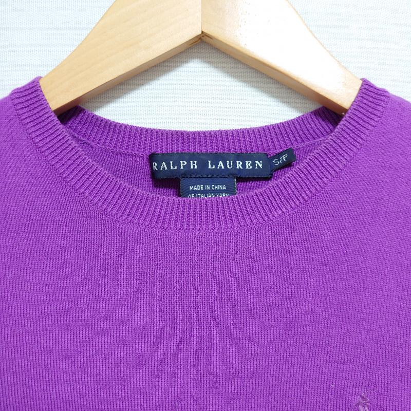 ラルフローレン RALPHLAUREN カットソー 半袖 S 無地 X ワンポイント 紫 / パープル / レディース USED 古着 中古 10013585