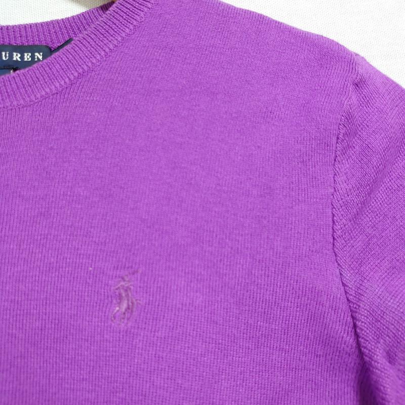 ラルフローレン RALPHLAUREN カットソー 半袖 S 無地 X ワンポイント 紫 / パープル / レディース USED 古着 中古 10013585