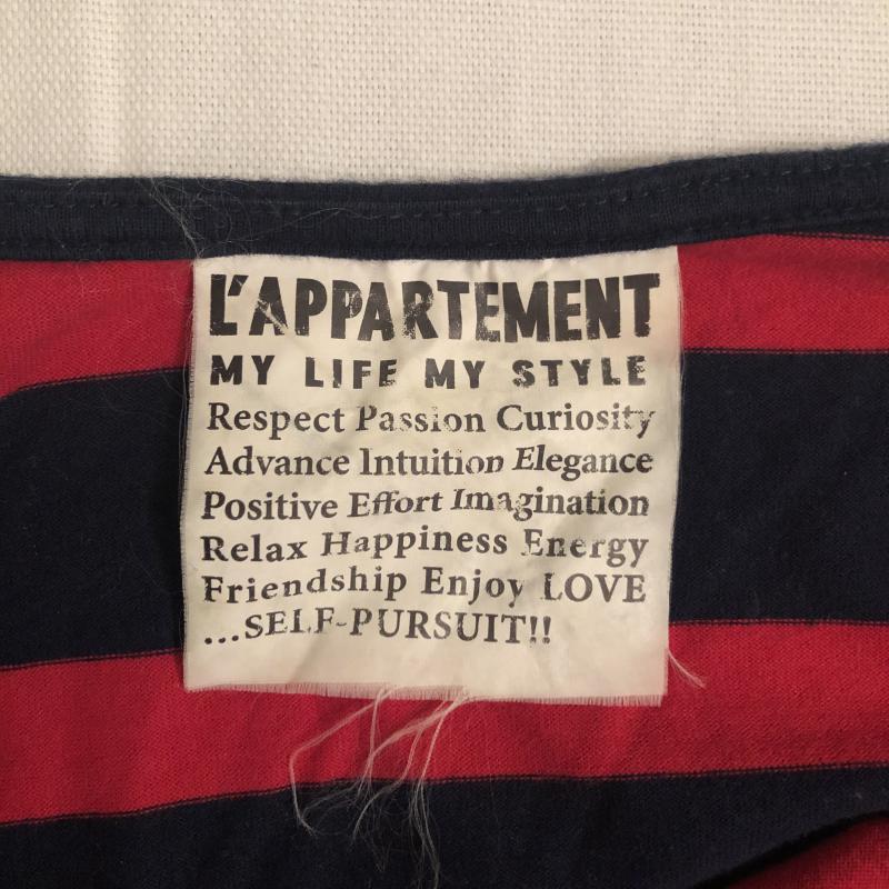 アパルトモン L'Appartement カットソー 長袖 肩に装飾ボタン ボーダー柄 赤 / レッド / X 紺 / ネイビー / レディース USED 古着 中古 10013783
