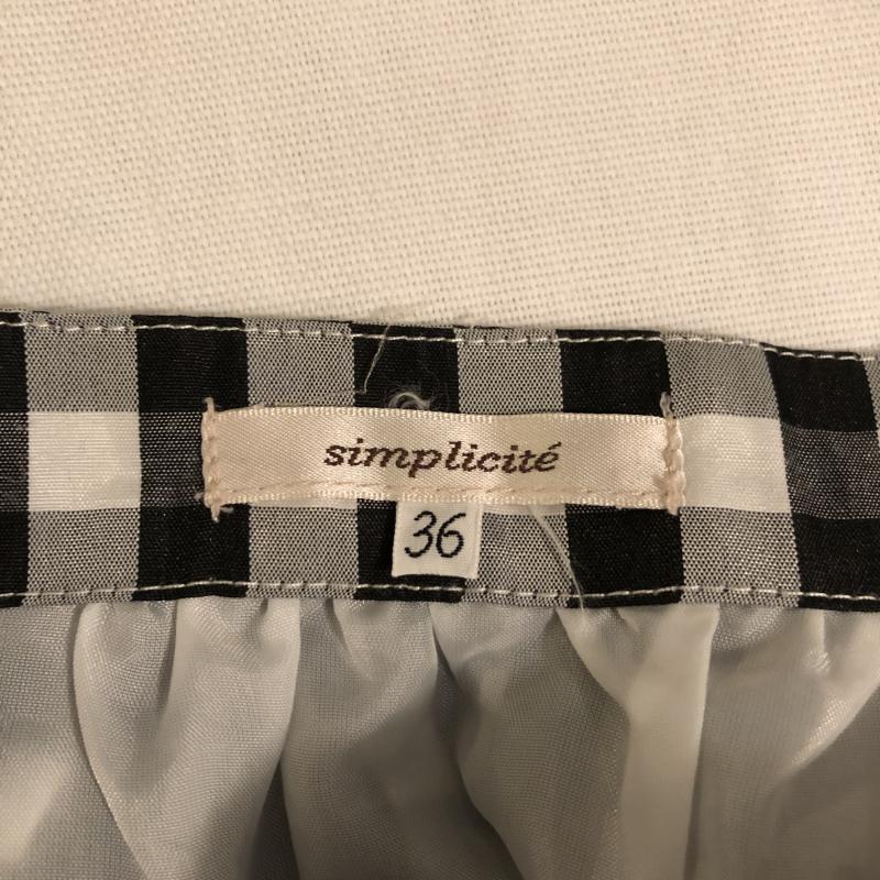 シンプリシテェ Simplicite スカート ひざ丈スカート 36 チェック 白 / ホワイト / X 黒 / ブラック / レディース USED 古着 中古 10013802