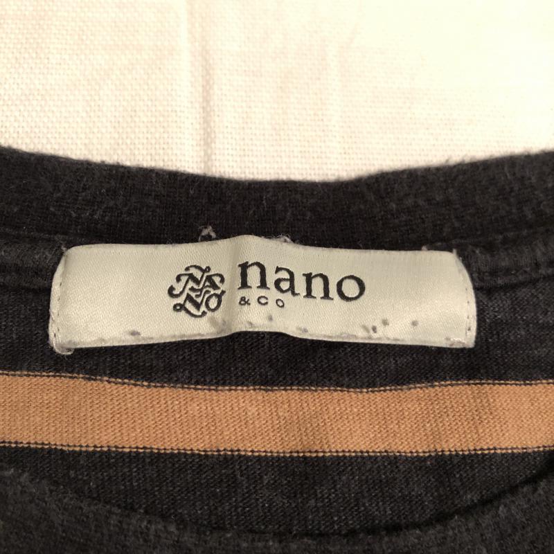 ナノアンドコー nano&co カットソー 長袖 FREE ボーダー柄 黒 / ブラック / X 茶 / ブラウン / レディース USED 古着 中古 10013832