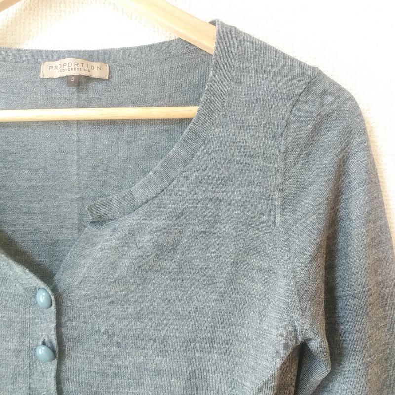 プロポーションボディドレッシング PROPORTION BODY DRESSING カットソー 長袖 ニットカットソー 3 無地 灰 / グレー / レディース USED 古着 中古 10013901