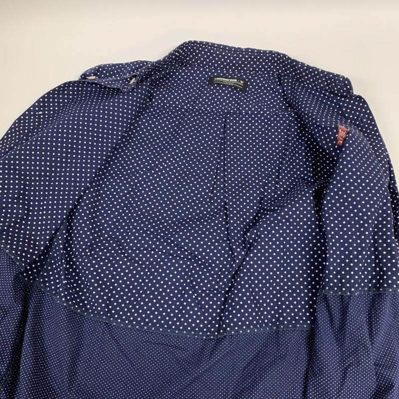 マックダディー MACKDADDY シャツ、ブラウス 長袖 ドット柄 胸刺繍 M ドット 白 / ホワイト / X 紺 / ネイビー / メンズ USED 古着 中古 10013940