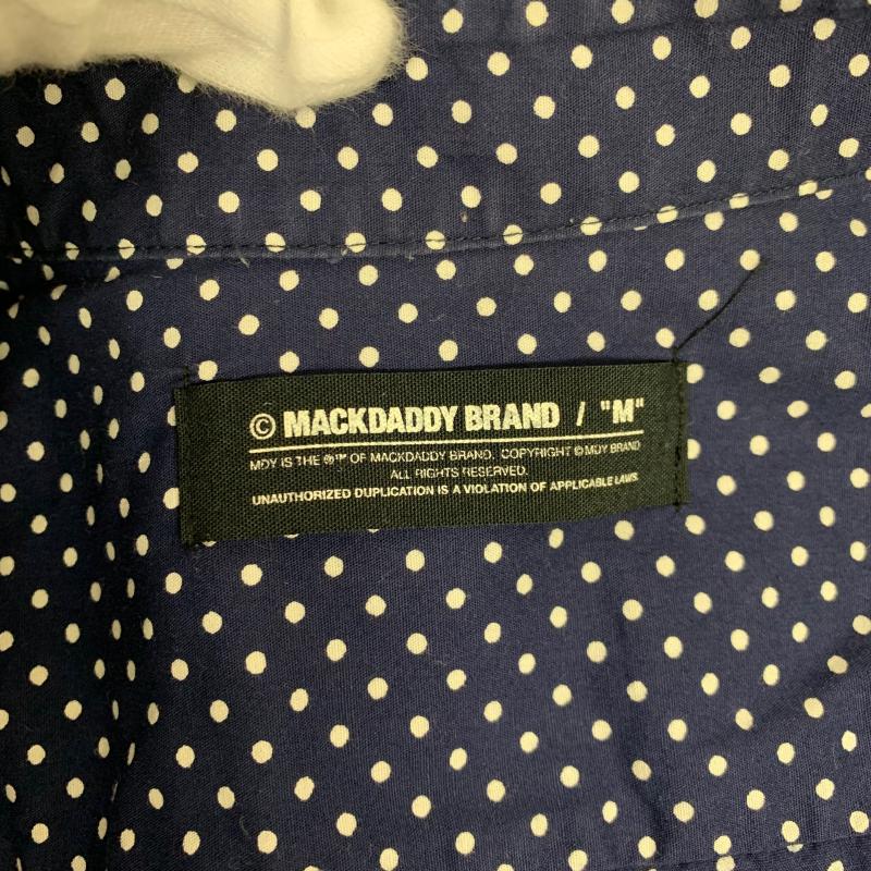 マックダディー MACKDADDY シャツ、ブラウス 長袖 ドット柄 胸刺繍 M ドット 白 / ホワイト / X 紺 / ネイビー / メンズ USED 古着 中古 10013940