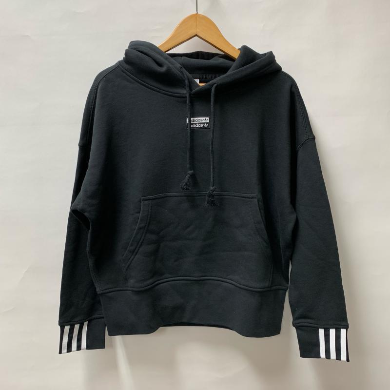 アディダス adidas パーカー 長袖 S 無地 X ワンポイント X 黒 / ブラック / X 白 / ホワイト / レディース USED 古着 中古 10013955