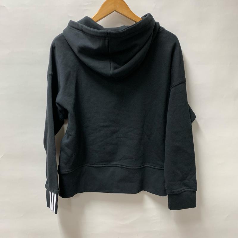 アディダス adidas パーカー 長袖 S 無地 X ワンポイント X 黒 / ブラック / X 白 / ホワイト / レディース USED 古着 中古 10013955