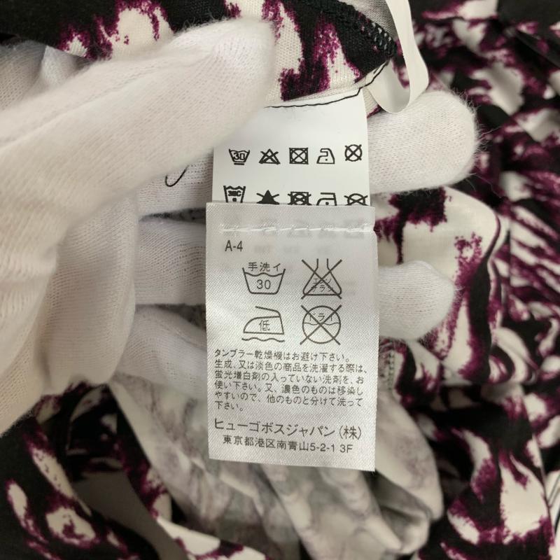 ヒューゴボス HUGO BOSS ワンピース ひざ丈スカート M X 総柄 黒 / ブラック / X 白 / ホワイト / X 紫 / パープル / レディース USED 古着 中古 10014039