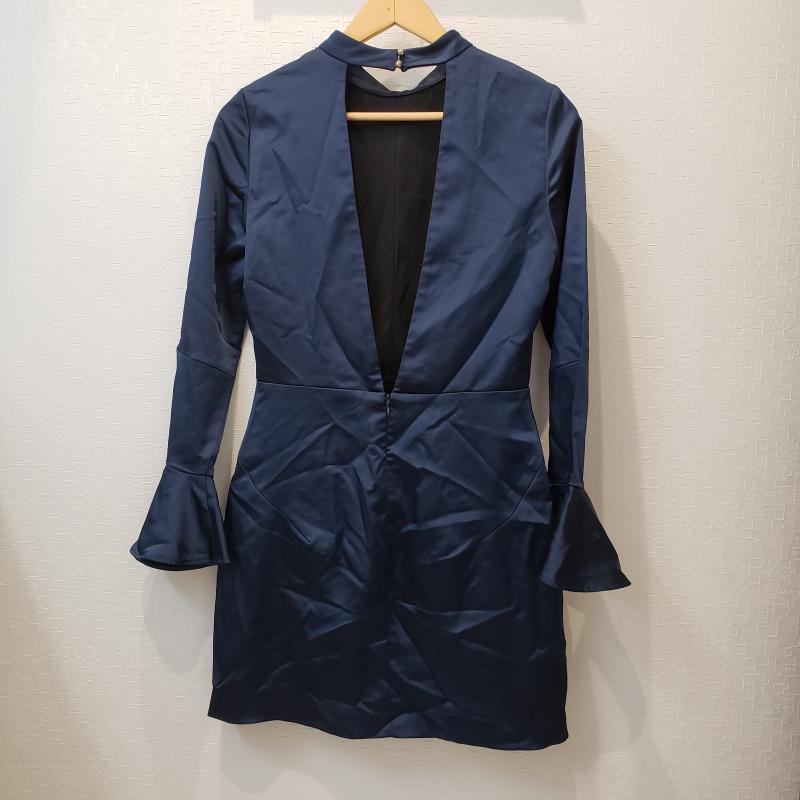 ザラベーシック ZARA BASIC ワンピース ひざ丈スカート M 無地 紺 / ネイビー / レディース USED 古着 中古 10014122