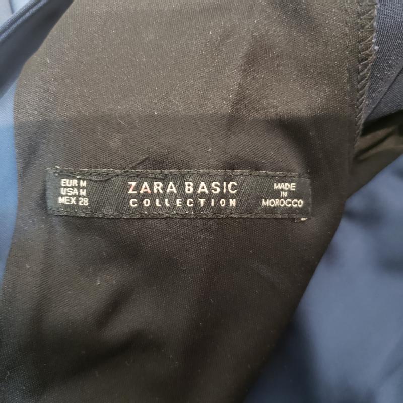 ザラベーシック ZARA BASIC ワンピース ひざ丈スカート M 無地 紺 / ネイビー / レディース USED 古着 中古 10014122