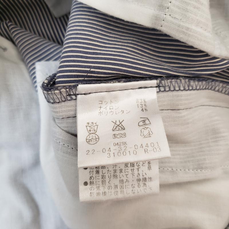 デ・プレ DES PRES パンツ スラックス クロップドパンツ 0 ストライプ 青 / ブルー / X 白 / ホワイト / レディース USED 古着 中古 10014130