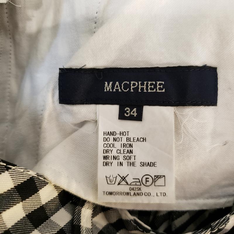 マカフィー MACPHEE パンツ スラックス テーパードパンツ 34 チェック 白 / ホワイト / X 黒 / ブラック / X 灰 / グレー / レディース USED 古着 中古 10014151
