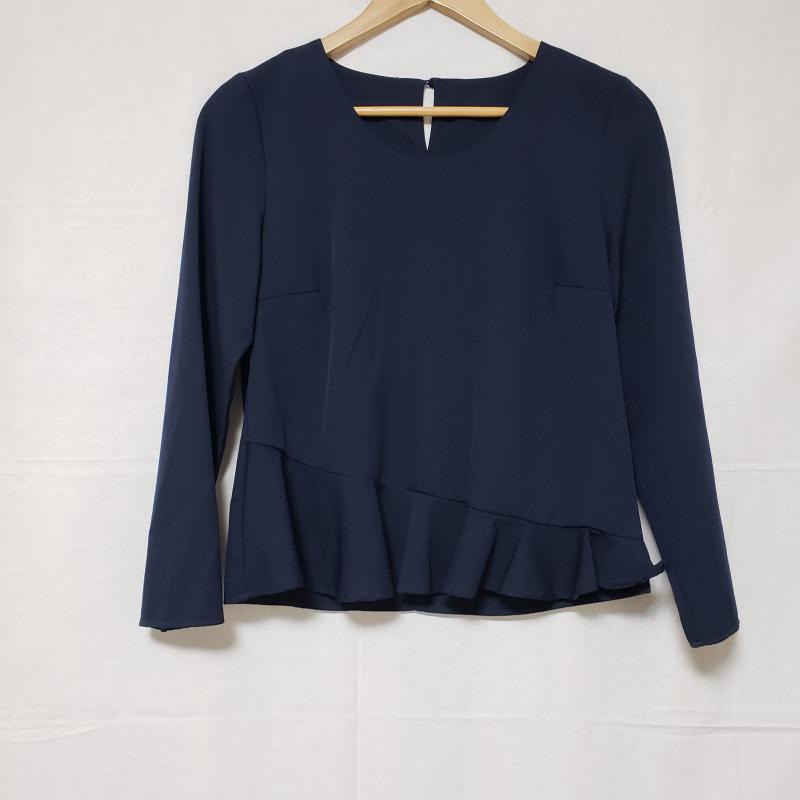 エマテイラー Emma Taylor カットソー 長袖 Uネック 36 無地 X 紺 / ネイビー / レディース USED 古着 中古 10014179