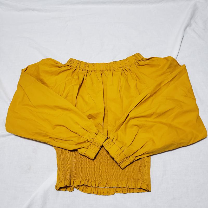 アナナス anana カットソー 長袖 袖ワイド、首・腰ゴム FREE 無地 X 黄 / イエロー / レディース USED 古着 中古 10014185