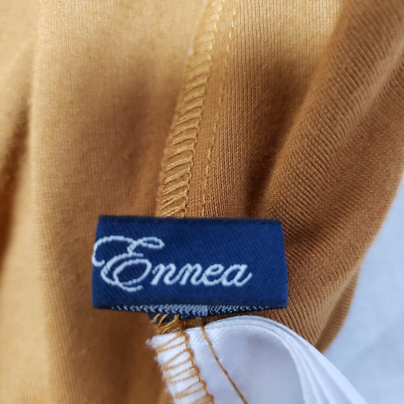 エンネア Ennea カットソー 長袖 背中ファスナー、後ろ長め 40 無地 X 茶 / ブラウン / X 金 / ゴールド / レディース USED 古着 中古 10014189
