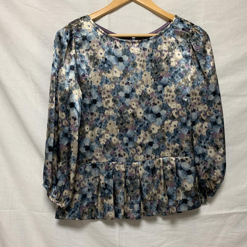 ルール RULe カットソー 七分袖 M 花柄 青 / ブルー / X 紫 / パープル / X 灰 / グレー / レディース USED 古着 中古 10014227