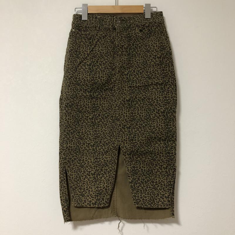 ザラベーシック ZARA BASIC スカート ひざ丈スカート XS 総柄 X ヒョウ柄・レオパード柄 黒 / ブラック / X 茶 / ブラウン / レディース USED 古着 中古 10014286