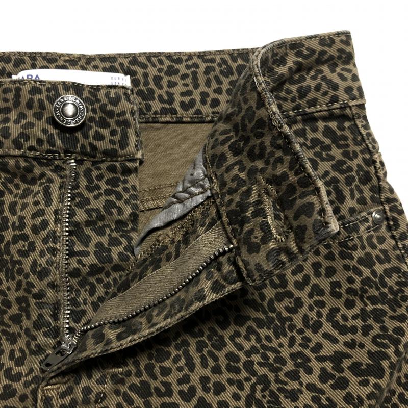 ザラベーシック ZARA BASIC スカート ひざ丈スカート XS 総柄 X ヒョウ柄・レオパード柄 黒 / ブラック / X 茶 / ブラウン / レディース USED 古着 中古 10014286