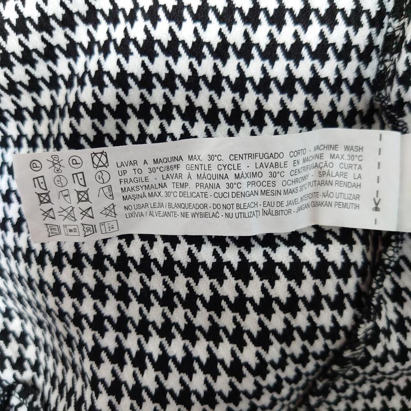 ザラベーシック ZARA BASIC カットソー 長袖 S 千鳥格子 白 / ホワイト / X 黒 / ブラック / レディース USED 古着 中古 10014467