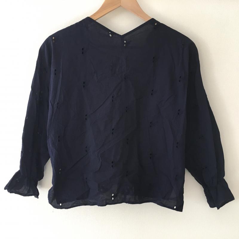 ビス ViS シャツ、ブラウス 七分袖 FREE 無地 X 花柄 紺 / ネイビー / レディース USED 古着 中古 10014504