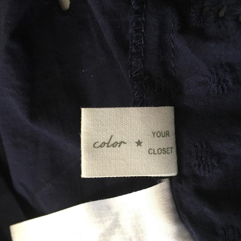 ビス ViS シャツ、ブラウス 七分袖 FREE 無地 X 花柄 紺 / ネイビー / レディース USED 古着 中古 10014504