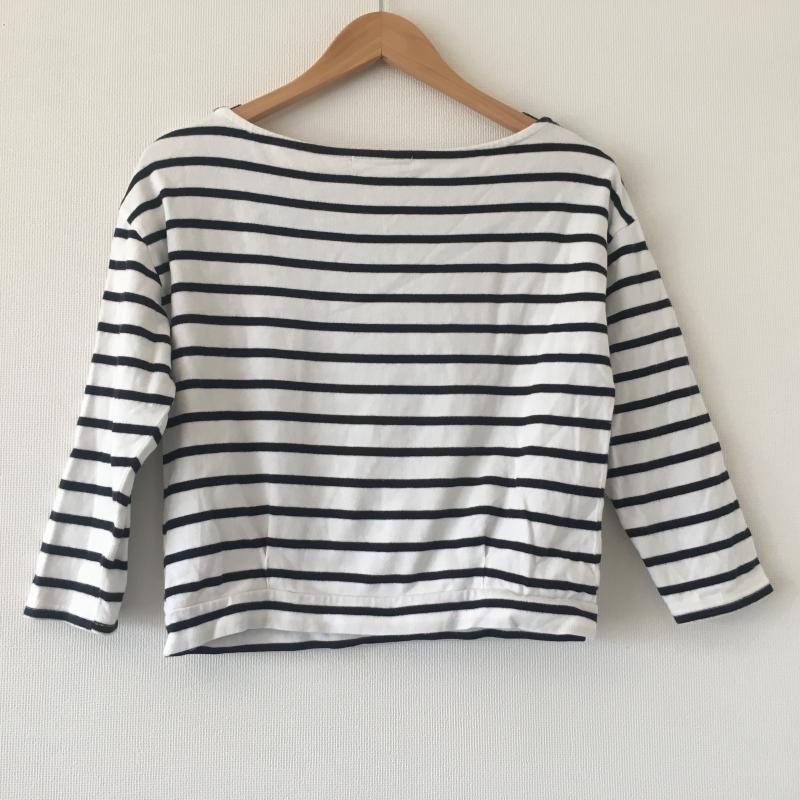 ローリーズファーム LOWRYS FARM カットソー 七分袖 M ボーダー柄 X 総柄 白 / ホワイト / X 黒 / ブラック / レディース USED 古着 中古 10014535
