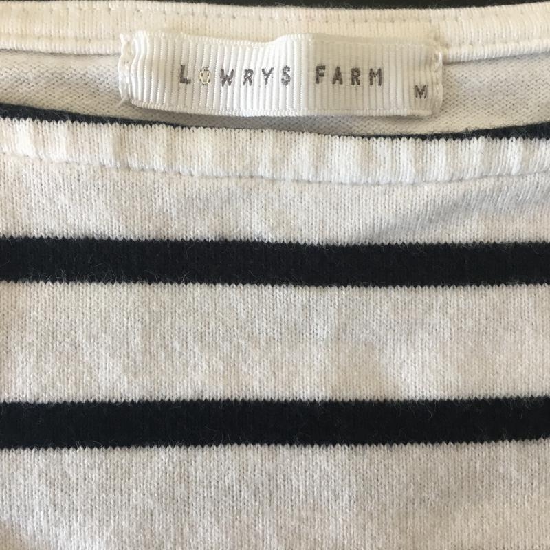 ローリーズファーム LOWRYS FARM カットソー 七分袖 M ボーダー柄 X 総柄 白 / ホワイト / X 黒 / ブラック / レディース USED 古着 中古 10014535