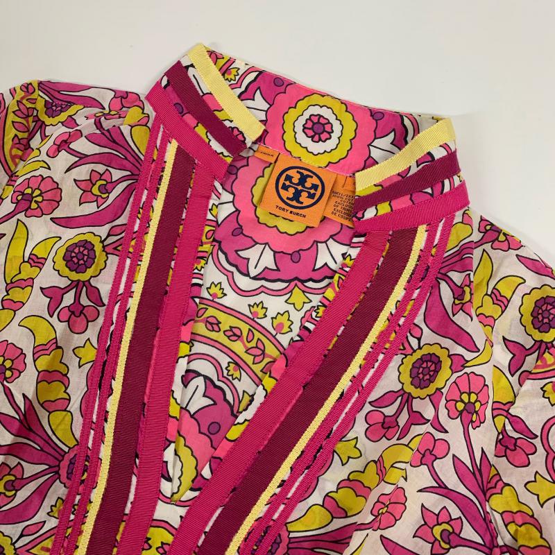 トリーバーチ TORY BURCH シャツ、ブラウス 長袖 0 総柄 X 花柄 桃 / ピンク / X 黄 / イエロー / X 白 / ホワイト / X マルチカラー / マルチカラー / レディース USED 古着 中古 10014635