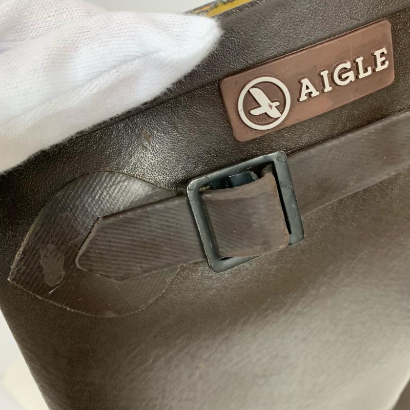 エーグル AIGLE 長靴、レインシューズ 長靴、レインシューズ 無地 X ロゴ、文字 茶 / ブラウン / レディース USED 古着 中古 10014652