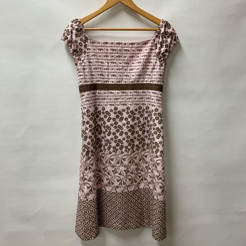 トッカ TOCCA ワンピース ひざ丈スカート 4 無地 X 総柄 X 花柄 X 刺繍 桃 / ピンク / X 茶 / ブラウン / レディース USED 古着 中古 10014664