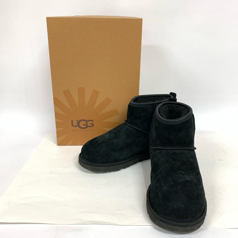 アグ UGG ブーツ ショートブーツ W CLASSIC MINI/CRYSTAL BOW/1006749 22.0cm 無地 X ワンポイント X ロゴ、文字 X 黒 / ブラック / レディース USED 古着 中古 10014693