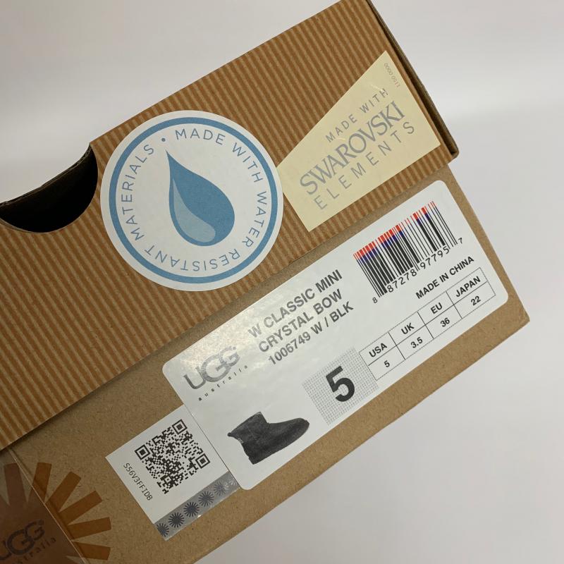 アグ UGG ブーツ ショートブーツ W CLASSIC MINI/CRYSTAL BOW/1006749 22.0cm 無地 X ワンポイント X ロゴ、文字 X 黒 / ブラック / レディース USED 古着 中古 10014693