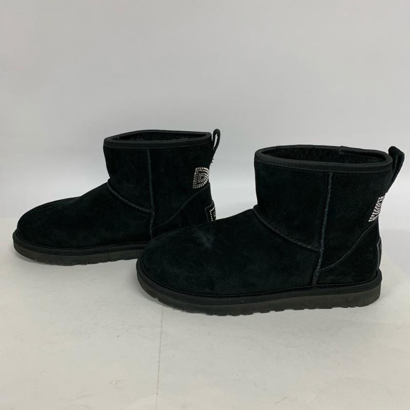 アグ UGG ブーツ ショートブーツ W CLASSIC MINI/CRYSTAL BOW/1006749 22.0cm 無地 X ワンポイント X ロゴ、文字 X 黒 / ブラック / レディース USED 古着 中古 10014693