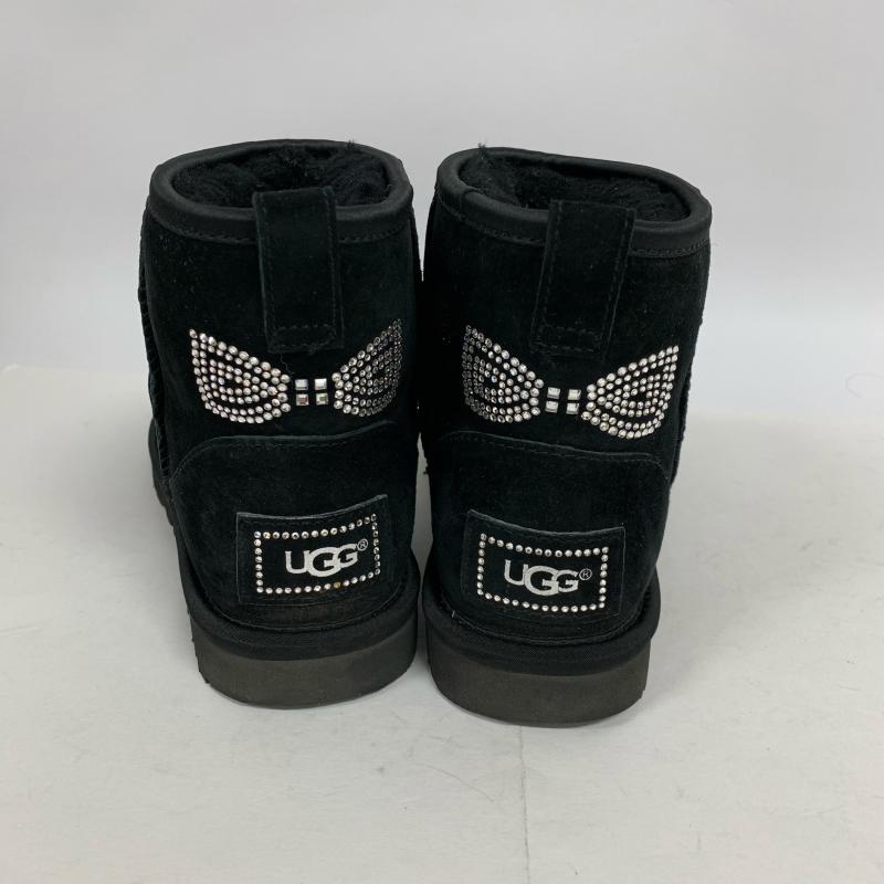 アグ UGG ブーツ ショートブーツ W CLASSIC MINI/CRYSTAL BOW/1006749 22.0cm 無地 X ワンポイント X ロゴ、文字 X 黒 / ブラック / レディース USED 古着 中古 10014693