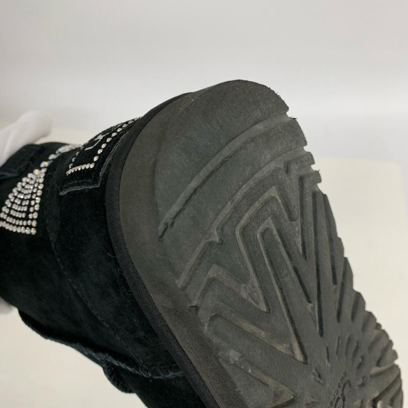 アグ UGG ブーツ ショートブーツ W CLASSIC MINI/CRYSTAL BOW/1006749 22.0cm 無地 X ワンポイント X ロゴ、文字 X 黒 / ブラック / レディース USED 古着 中古 10014693