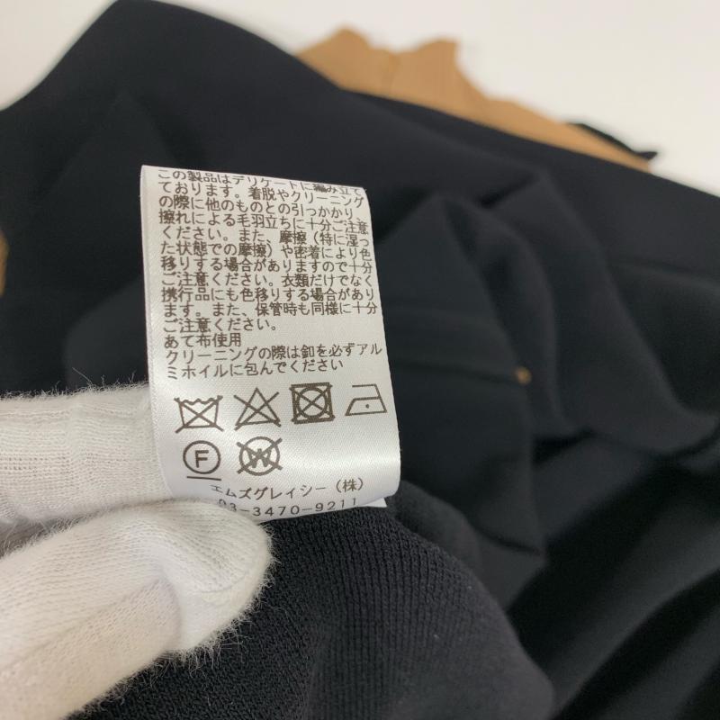 エムズグレイシー M'S GRACY ワンピース ひざ丈スカート フリル フレア ニット ウール 長袖 38 無地 茶 / ブラウン / X 黒 / ブラック / レディース USED 古着 中古 10014732