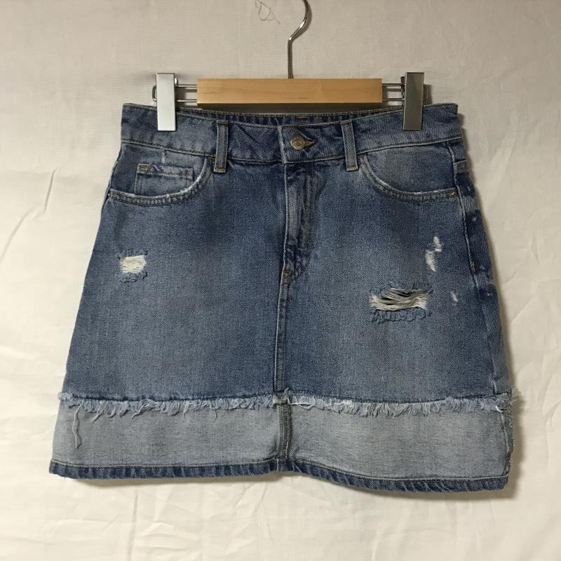 ザラベーシック ZARA BASIC スカート ミニスカート デニムスカート S 無地 X ダメージ加工 インディゴ / インディゴ / レディース USED 古着 中古 10014984
