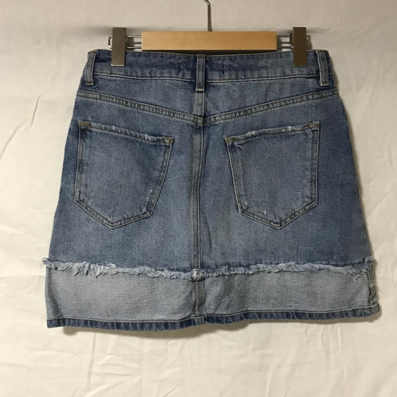 ザラベーシック ZARA BASIC スカート ミニスカート デニムスカート S 無地 X ダメージ加工 インディゴ / インディゴ / レディース USED 古着 中古 10014984