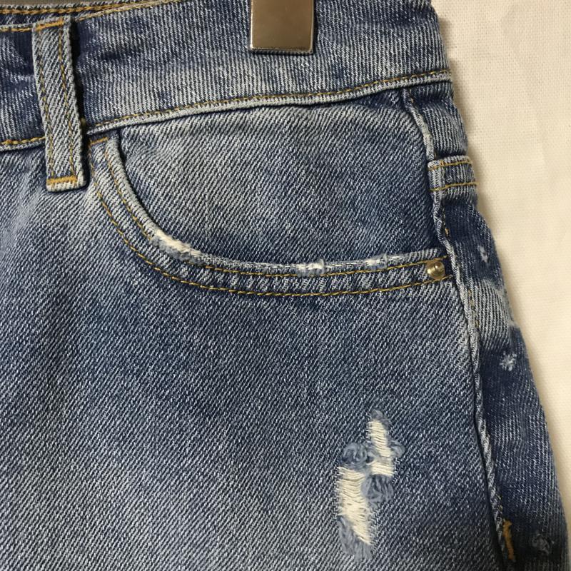 ザラベーシック ZARA BASIC スカート ミニスカート デニムスカート S 無地 X ダメージ加工 インディゴ / インディゴ / レディース USED 古着 中古 10014984