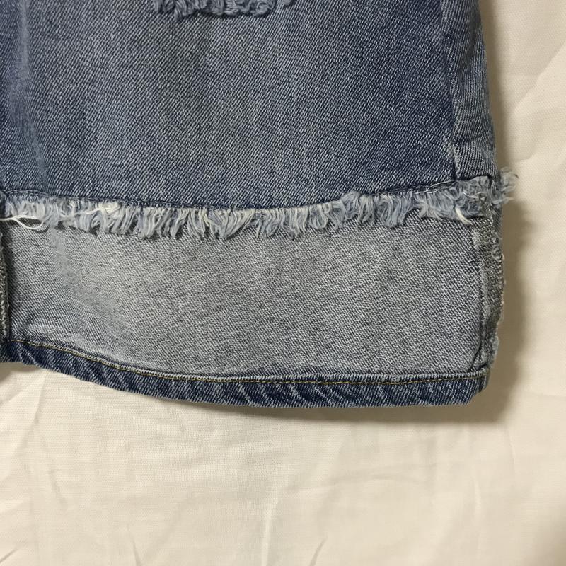 ザラベーシック ZARA BASIC スカート ミニスカート デニムスカート S 無地 X ダメージ加工 インディゴ / インディゴ / レディース USED 古着 中古 10014984