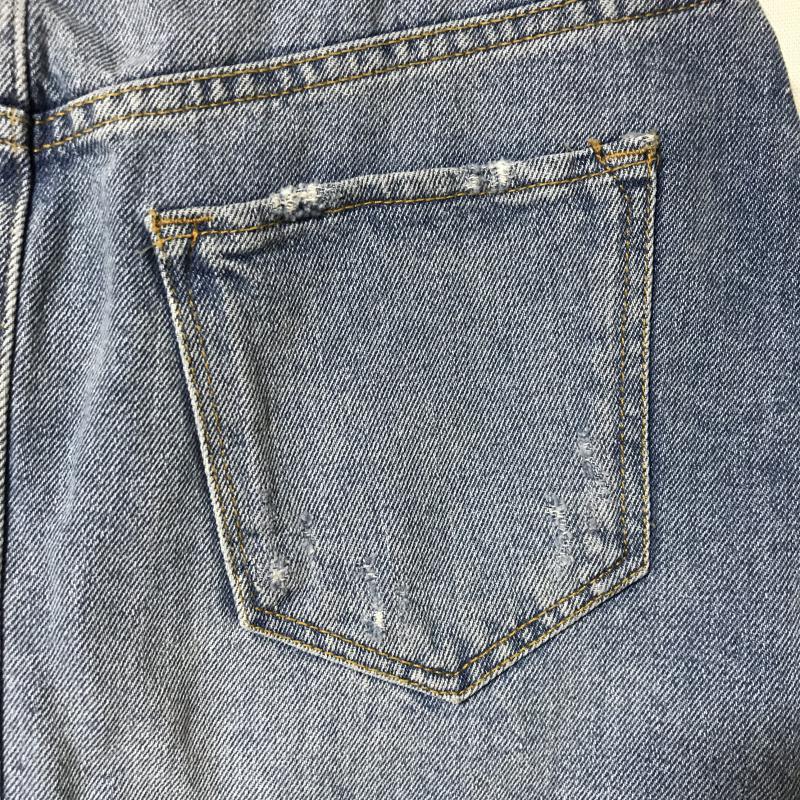 ザラベーシック ZARA BASIC スカート ミニスカート デニムスカート S 無地 X ダメージ加工 インディゴ / インディゴ / レディース USED 古着 中古 10014984