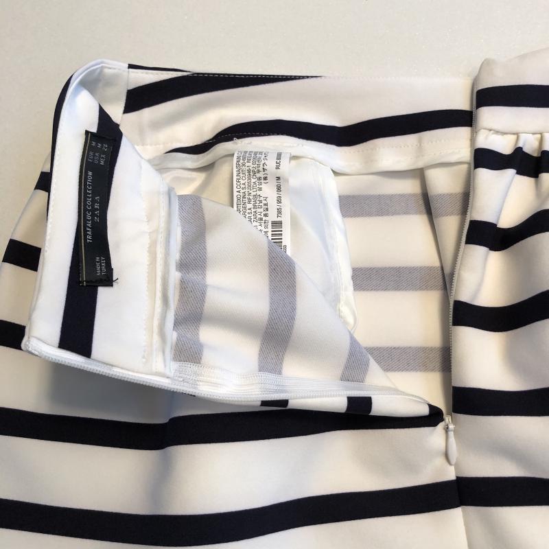 ザラ ZARA TRAFALUC スカート ひざ丈スカート M ボーダー柄 白 / ホワイト / X 黒 / ブラック / レディース USED 古着 中古 10015012