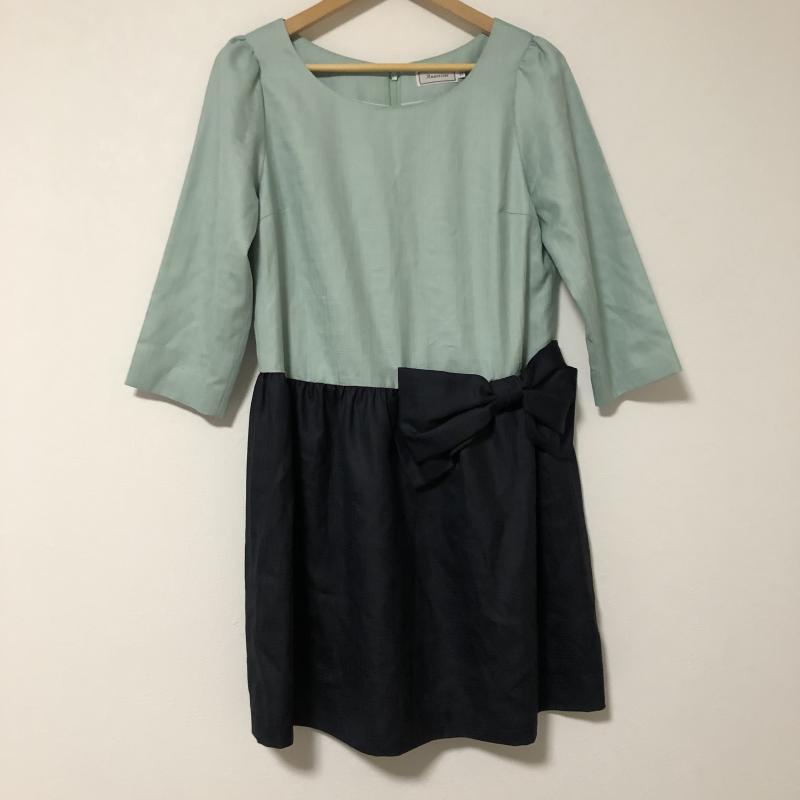 アナトリエ anatelier ワンピース ミニスカート 38 無地 X ワンポイント 黒 / ブラック / X 緑 / グリーン / レディース USED 古着 中古 10015099