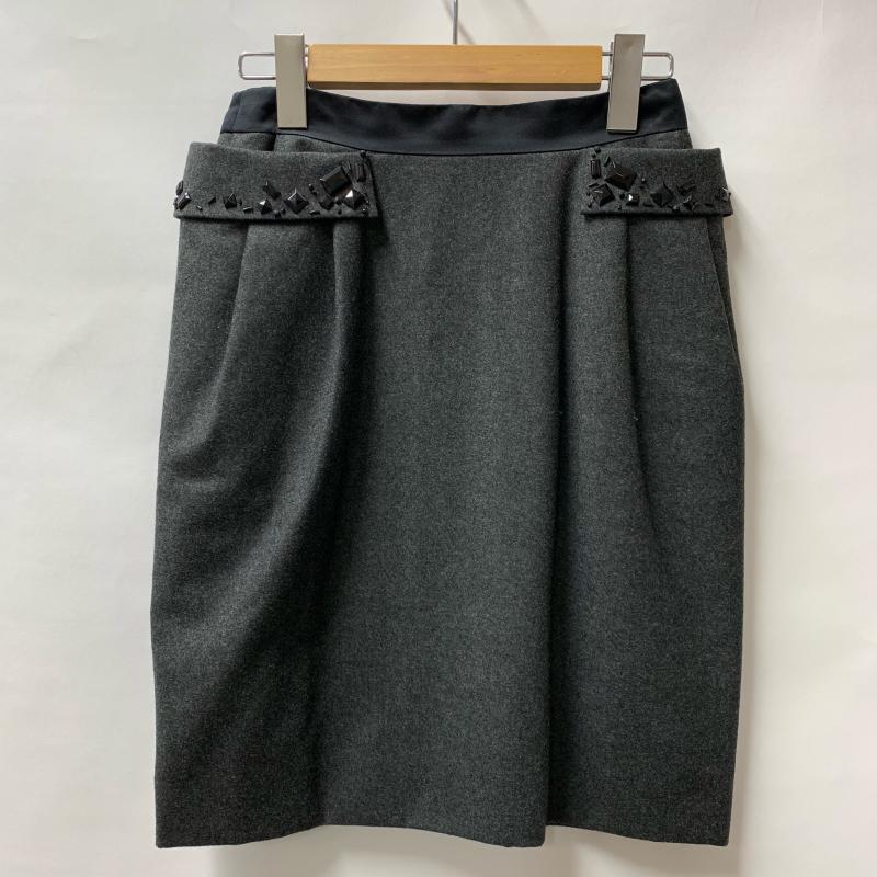 フォクシー FOXEY スカート ひざ丈スカート 38 無地 黒 / ブラック / X 灰 / グレー / レディース USED 古着 中古 10015134