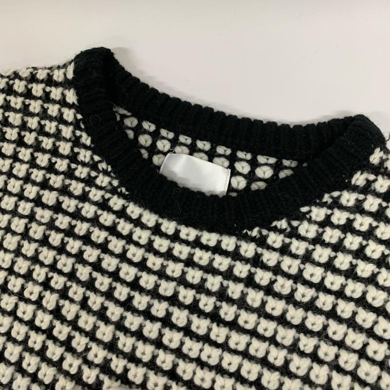ミスターアティック Mr.attick ニット、セーター 長袖 ウール混ニットセーター M 総柄 X 白 / ホワイト / X 黒 / ブラック / レディース USED 古着 中古 10015144